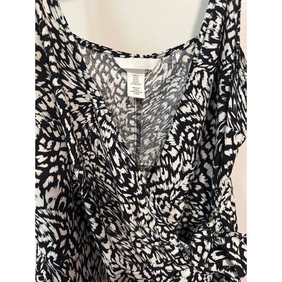 H & M Sleeveless Black and White patterned wrap mini sheath dress size XL - Picture 11 of 12